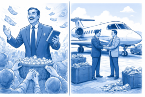 O sagrado se curva ao desejo e o púlpito se torna balcão de pagamento